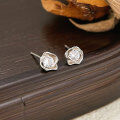wholesale Sterling Silver S999 Rose Flower Ear Studs for Women, Fashionable and Elegant, Bohemian Style, Exquisite and Versatile Earrings, Korean Version-0-0