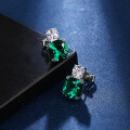 wholesale S925 Sterling Silver New Enzela Emerald Ice-Cut Gemstone Stud Earrings for Women Wholesale Factory-0-3