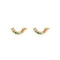 wholesale 925 Sterling Silver Colored Zircon Arc Small Ear Studs for Women,。-0-4