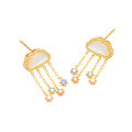 wholesale S925 sterling silver gold-plated women's in-stock wholesale Korean-style 3D cloud-shaped mother-of-pearl earrings-0-4