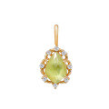 wholesale S925 Silver Plated 14K Gold Japanese Retro Minimalist Style Teardrop Crystal Pendant with White Crystal and Green Peridot-0-0