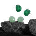 wholesale S925 Sterling Silver Small Green Onyx Geometric Circle Earrings for Women, Ins Style with a Niche and Elegant Vibe-0-1