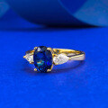 wholesale S925 Sterling Silver Simulated Sapphire 6*8mm Oval Blue Corundum Fashion Versatile Ring-0-1