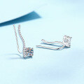 wholesale 925 Sterling Silver Moissanite Earrings for Women, Linear Design Earrings, Simple and Elegant, Stylish and Fashionable Holiday Gift-0-2