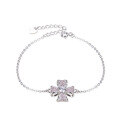 wholesale S925 Sterling Silver Korean and Japanese Style Ladies' Elegant Accessory Jewelry, Zircon Floral Bracelet, Fresh and Small-0-4