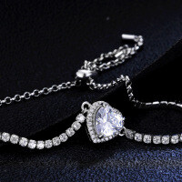 925 Silver Moissanite Heart Pendant Necklace Live Stream Direct Sales-2 carats (set with moissanite)  925 silver