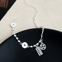 wholesale 925 Sterling Silver Coin Abacus Bracelet For Women-BRS3497【Silver】