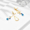 wholesale S925 Silver Plated 14K Gold with Lapis Lazuli and Light Blue Zircon, Take Up Forest Style Earrings, New Collection by Dunli Jewelry-0-3