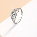 wholesale Metal: 925 Sterling Silver TEMU Cross-Border New Heart-Shaped Infinity Ring for Women, European and American Minimalist Premium Adjustable Open Ring-0-1