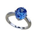 wholesale S925 Royal Blue Simulated 8*10 Oval Ring for Women, Minimalist Engagement Ring for Live Streaming-0-4