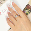 Sterling Silver 1-Carat Square Moissanite-Style Engagement Ring with Luxury Design-0-0