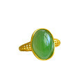wholesale 925 silver gold-plated openwork "Jade Maiden" ring in court retro style, featuring inlaid Hetian white jade and green jade with ingot motifs-0-4
