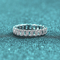 S925 Silver Full Moissanite Women's Ring, All-Diamond Sky Star Design, Exquisite and Luxe.-44 points, all Mozambique  No. 17