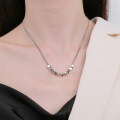 wholesale S925 Sterling Silver Korean Version Ins Minimalist Geometric Cube Irregular Facet Trendy Necklace-0-0