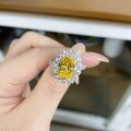 wholesale S925 Sterling Silver Ring for Women, Goose Yellow Pigeon Egg Oval-Shaped Zircon 5A Cubic Zirconia High Carbon Diamond Engagement Ring for Banquets-0-0