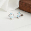 wholesale S925 Sterling Silver Drip Glaze Sheep Stud Earrings, New Simple Cute Animal Earrings Wholesale and Distribution-0-1