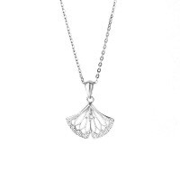 wholesale S925 Sterling Silver Small Fresh Fashion Light Luxury Zircon Ginkgo Leaf Women's Exquisite and Elegant Versatile Necklace Wholesale-Ginkgo Leaf Necklace / Approximately 2.49g DZ016773