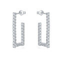 wholesale S925 Sterling Silver Women's Advanced Sense Irregular European-American Square Full Moissanite Stud Earrings by Yuntong Jewelry-0-0