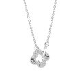 wholesale 999 Silver Ice Crushed Double Loop Four-Leaf Clover Necklace for Women, Minimalist Luxury Slim Waist Pendant Chain-0-4
