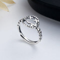 wholesale S925 Sterling Silver Chic Hollow Smiley Face Ring, Ins Stylish Niche Personality Index Finger Ring for Women-0-0