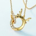 wholesale S925 Sterling Silver Original Chinese Trend Minimalist Double Loop Lucky Dragon Necklace for Women, New Chinese Style Zodiac Dragon Birth Year Gift-0-3