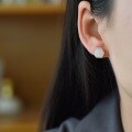 wholesale Gold-plated 925 Sterling Silver Inlaid with Natural Hetian Jade Geometric Hexagon Stud Earrings for Women-0-1