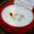 wholesale 925 silver gold-plated multi-layered ear cuff, Korean-style creative poker earrings, natural garnet earrings-0-2