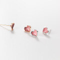 wholesale 925 Sterling Silver Small Heart Stud Earrings, Unique Design, Sweet and Elegant Heart-shaped Enamel Drop Earrings M02100-0-2