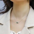 wholesale S925 sterling silver gold-plated fashion minimalist geometric lab-grown emerald necklace versatile lightweight luxury style cross-border supply-0-1
