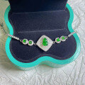 wholesale S925 Sterling Silver Natural Guatemalan Jade Gourd Bracelet, National Trend Design, Xiaohongshu Hot Item-0-0
