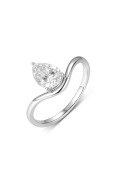 wholesale 925 Sterling Silver Waterdrop Moissanite Ring Minimalist Closed Band for Women Cross-Border Hot Selling Ready to Ship-0-6