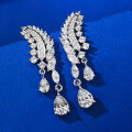 wholesale S925 Metal European & American New Style 6*8mm Ice-Cut High-Carbon White Diamond Water Drop Earrings-0-2