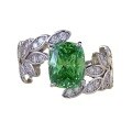 wholesale S925 Silver Green Diamond Ring by Zhuozhifan, New Style, Leaf-Inspired Fresh and Elegant Design with High-Carbon Diamond Inlay, Niche and Unique for Women-0-4