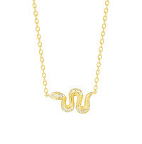 wholesale S925 Sterling Silver Women's Snake Pendant Necklace, French Minimalist Cross-border Trendy-A3578-Gold 925 Silver
