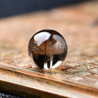 wholesale Metal material, natural tea quartz carved Manjushri wisdom mantra round bead bracelet spacer DIY crystal play stringing bead accessory bead-10 mm each