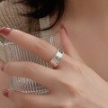 wholesale S925 Sterling Silver Geometric Open Ring for Women, New Trendy Minimalist Style Versatile Statement Heavy Duty Ring-0-4