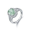 wholesale S925 Sterling Silver Natural Green Amethyst Ring, TikTok Live Streaming Fashion Elegant Light Luxury Inlaid Natural Colored Gemstone Ring-0-4