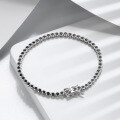 wholesale S925 Sterling Silver Tennis Chain Bracelet with Black Zircon, Hip Hop Round, Factory Direct Wholesale-0-2