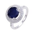 wholesale S925 Sterling Silver Double Circle Natural Topaz Ring Does Not Fade Inlaid with Garnet and Sapphire Classic-0-2