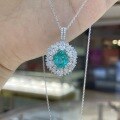 wholesale S925 silver-plated gold jewelry new 3-carat lab-grown Paraiba oval diamond with luxurious charm-0-5
