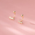 wholesale S925 Silver Three Connected Hearts with Diamond Accent Heart-shaped Elegant Earrings M00977-0-2