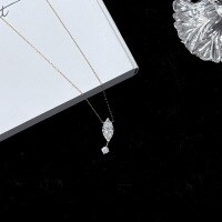 wholesale 925 Sterling Silver Minimalist Waterdrop Zircon Necklace Sweet and Luxe Ins Style Marquise Zircon Versatile Collarbone Chain-Gold 925 silver