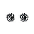 wholesale S925 sterling silver vintage distressed rose flower stud earrings, small and delicate, elegant palace-style earrings for women-0-4