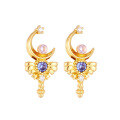wholesale new S925 sterling silver electroplated 14K gold magic wand-shaped small earring jewelry wholesale-0-0