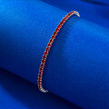 wholesale S925 Silver Women's European and American Hit Pigeon Blood Red Tennis Chain Single Row Inlaid Diamond Zircon Full Diamond Bracelet Drop Shipping-0-2