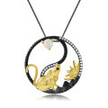 wholesale 925 Silver Designer Chinese Zodiac Rat Pendant with Natural Gemstone Necklace-0-7