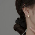wholesale S925 Sterling Silver Sweet Ear Clips for Women, Korean Style Fresh and Delicate Cross Earrings with Inlaid Diamonds for Summer M00305-0-3