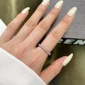 wholesale S925 Sterling Silver Cross-Border Row of Diamonds Ring for Women, Designed with a Sense of Niche Luxury, Fully Set with 5A Zircon, Silver Ring for Live Streaming Drop Shipping-0-2
