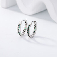 wholesale 925 Silver Full Zircon Retro Ins Style Earrings for Women, Light Luxury Fashion Minimalist Design Exquisite Elegant Ear Accessories-xb458-green diamond