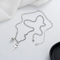 wholesale S925 Sterling Silver Retro Creative Crown Cross Necklace Trendy Fashion Minimalist Design Sense Choker for Women-0-2